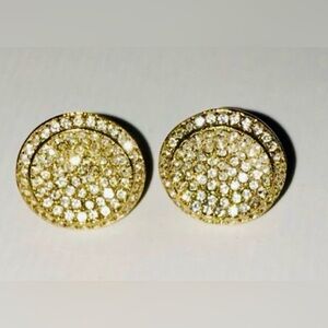 Gold designer Michael KORS pave Swarovski Crystal Round stud earrings